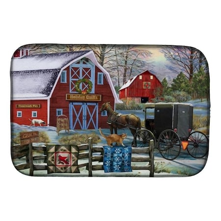 Carolines Treasures Carolines Treasures PTW2064DDM 14 x 21 in. Christmas Holiday Quilt Shop Barn Dish Drying Mat PTW2064DDM